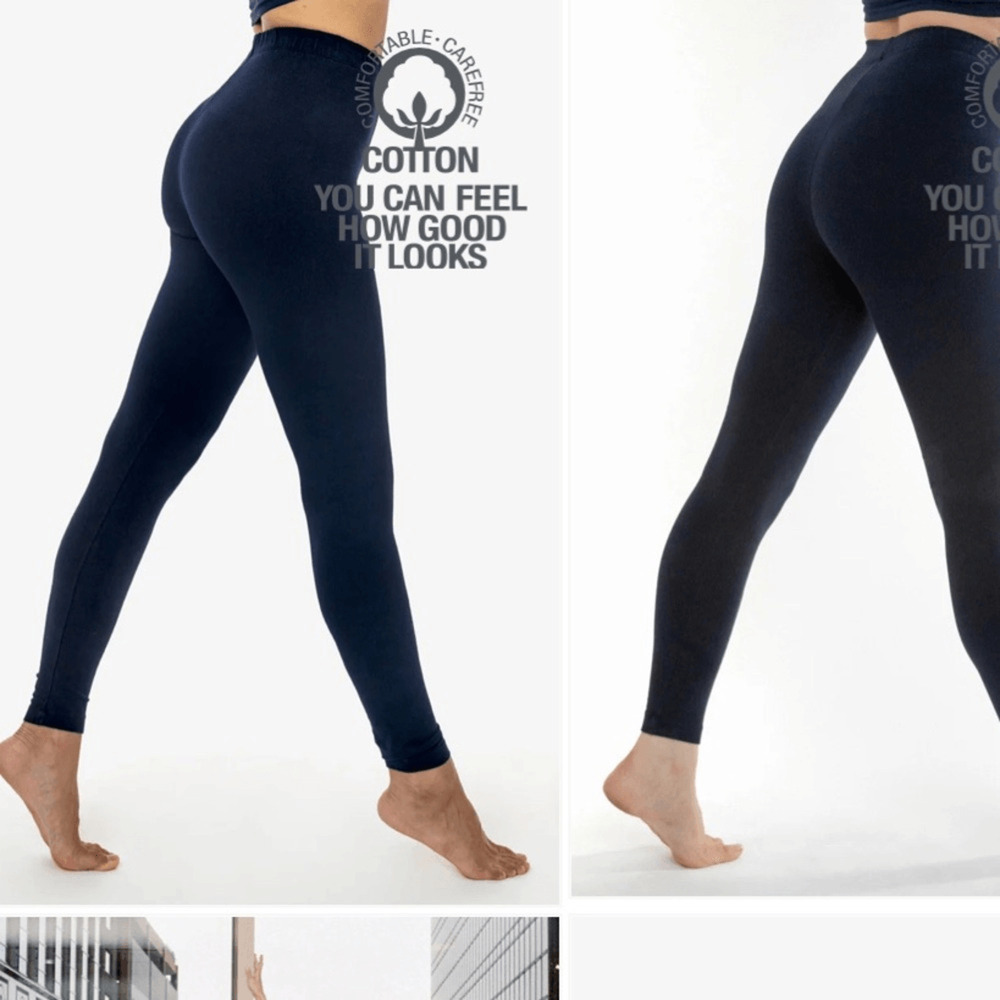 Classic Cotton High-Waist Leggings grey blue